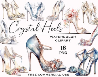 Crystal high heels clipart, Bridal fashion png bundle with free commercial use, High quality images usable for design, scrapbooking etc