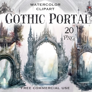 Gothic portal clipart, Dark aesthetic gate images, Victorian mystical bundle, for design, templates, scrapbooking etc., Free commercial use