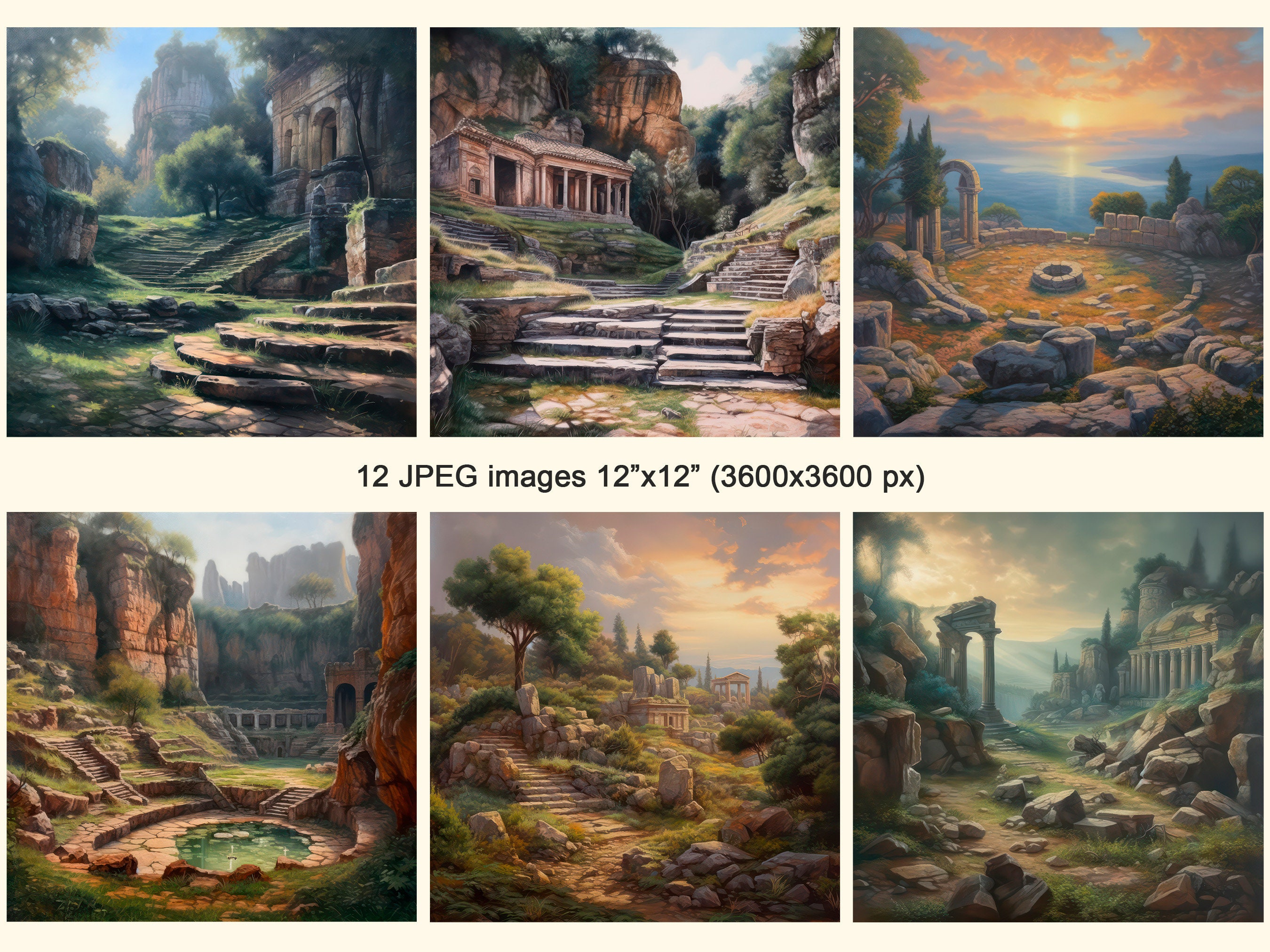 Ancient Ruins Clipart, Elder Ruined Temple, Ancient Greece Landscape ...