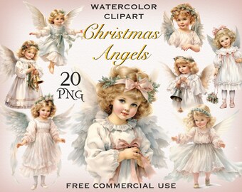 Christmas Angels clipart, Vintage christmas angels art, Christmas angel png, Digital angel art, Christian clipart, Free commercial use