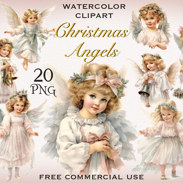 Christmas Angels clipart, Vintage christmas angels art, Christmas angel png, Digital angel art, Christian clipart, Free commercial use