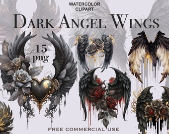 Imágenes prediseñadas de alas de ángel oscuro, alas de ángel negro, imágenes prediseñadas de alas de diablo, alas negras png, imágenes prediseñadas espirituales, imágenes prediseñadas góticas, rosa gótica png
