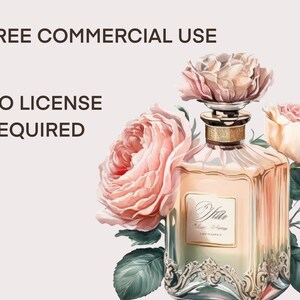 May include: A vintage-style perfume bottle with a gold cap and a label that reads "Hello,  Elegant Essence,  Luxury". The bottle is surrounded by pink roses.