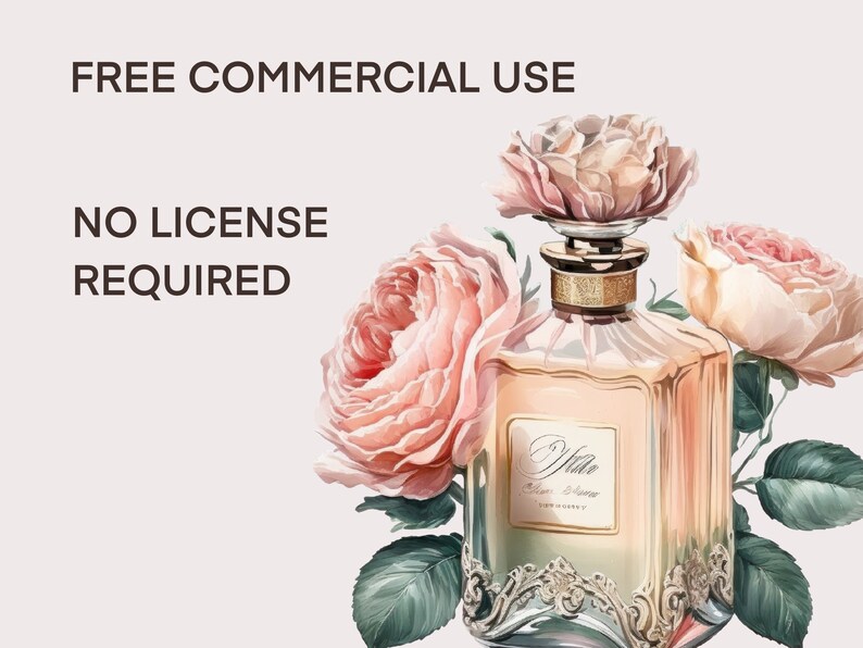 May include: A vintage-style perfume bottle with a gold cap and a label that reads "Hello,  Elegant Essence,  Luxury". The bottle is surrounded by pink roses.