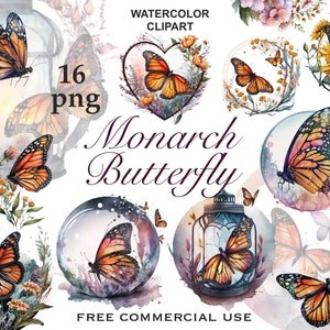 Monarch butterfly, Watercolor butterfly clipart, Butterfly png, butterfly art png, Watercolor clipart, Orange butterfly, Spring clipart