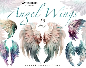 Angel wings clipart, Feather wings png, Angel wings png, Angel clipart, Spiritual clipart, Watercolor clipart, Feather png, Holiday Clipart