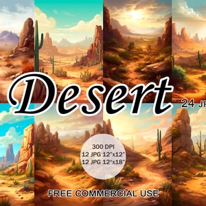 Wüstenlandschaft, Wüste Clipart, Wüste digital Papier, Wildwest Kunst, Western Grafik Wüstenhintergrund, Grand Canyon Kunst