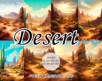 Desert landscape clipart, Desert clipart, Desert digital paper, Digital wild west art, Western graphics desert background, Grand canyon art