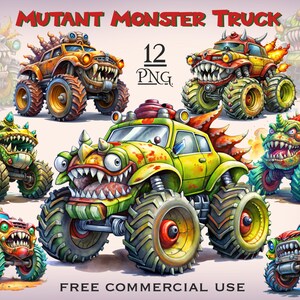 Mutant Monstertruck PNG Bundle, Monstertruck Clipart, großes Auto Clipart, Geburtstagskind PNG, männlich Clipart, digitale Downloads, kommerzielle Nutzung