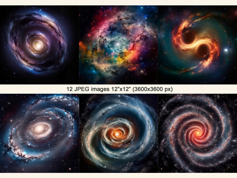 Galaxy Clipart, Space & Stars Images Art Bundle, Fractal Celestial ...