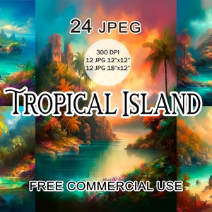 Clipart isola tropicale, opera d'arte costiera, clipart giungla tropicale, clipart spiaggia estiva, clipart vacanza, clipart viaggio, clipart tropicale