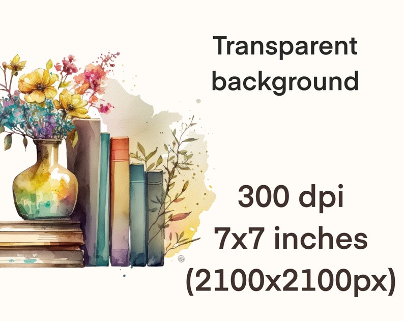 Pu&ograve; includere: Un dipinto ad acquerello di un vaso con un mazzo di fiori gialli, rosa e viola. Il vaso &egrave; appoggiato su una pila di libri. Ci sono altri libri dietro il vaso, alcuni dei quali sono rossi, blu e verdi. Lo sfondo &egrave; un lavaggio ad acquerello marrone chiaro.