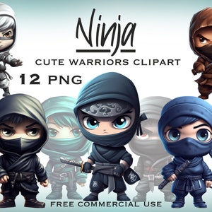 Ninja Clipart, Kawaii Anime Krieger Kinder png, Japanische Manga Shinobi Mädchen & Jungen Charaktere für Design, Collage etc., freie kommerzielle Nutzung