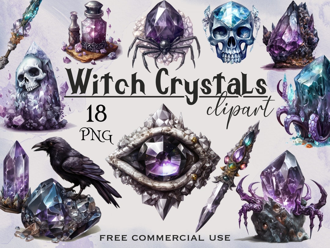 Witch Crystal Clipart, Enchanted Crystals and Stones Images, Dark ...