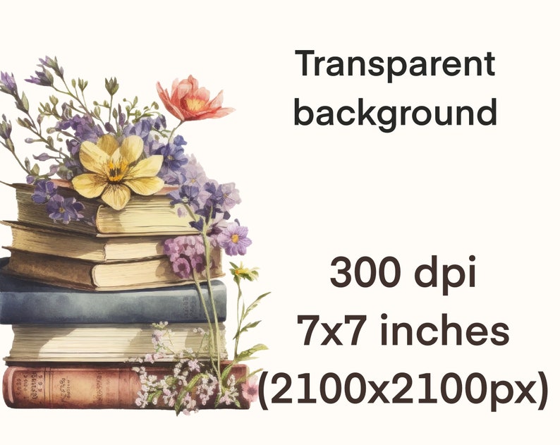 May include: A stack of five vintage books with a bouquet of yellow, pink, and purple flowers on top. The books are arranged in a pile with the oldest book on the bottom and the newest book on top. The flowers are arranged in a loose, natural way, with some of the stems spilling over the edges of the books.