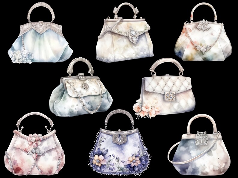 Crystal handbag png, Crystal purse png, Womens handbag png, Ladies handbags png, Fashion clipart, Fashion girl clipart, Glam clipart image 3