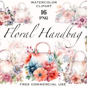 Blumen Handtasche png, Damenhandtasche png, Damenhandtaschen png, Mode Clipart, Modeillustration