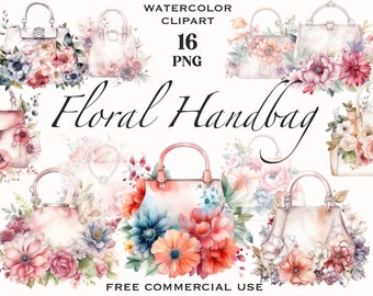 Floral handbag png, floral purse png, Flower clipart, Womens handbag png, Ladies handbags png, Fashion clipart, Fashion illustration