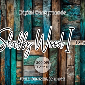 Clipart Shabby Wood Grain, Carta shabby chic, Texture rustiche in legno verde e blu, Sfondo digitale, Uso commerciale gratuito, Kit per scrapbooking