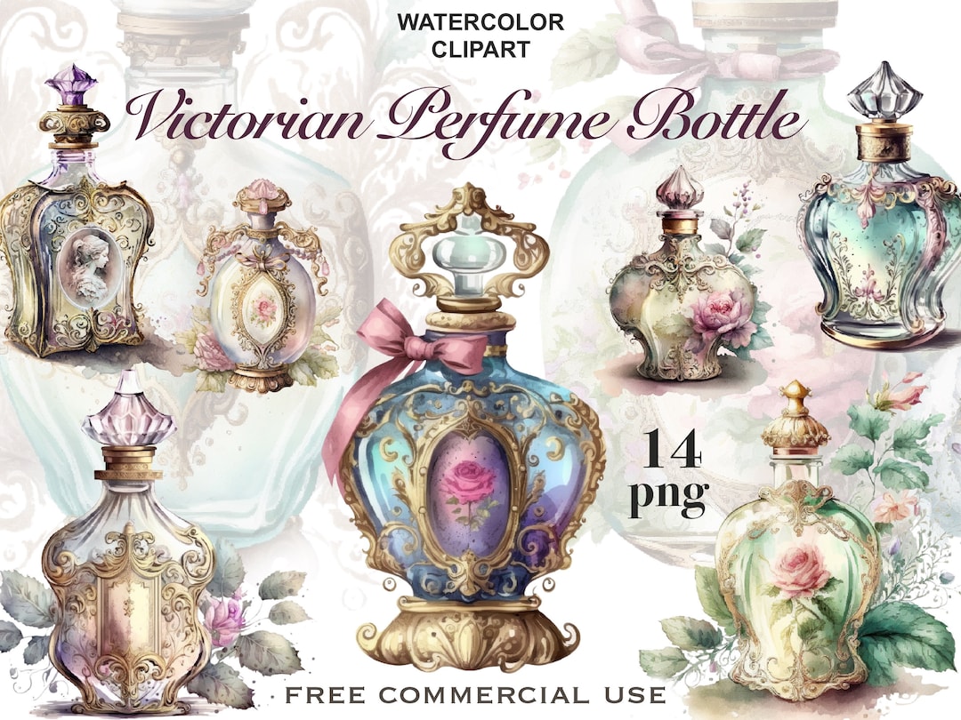 Victorian Clipart, Vintage Perfume Bottles, Victorian Women Art Work ...