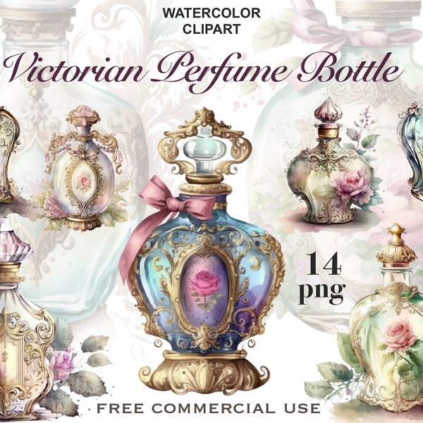 Victorian clipart, Vintage perfume bottles, Victorian women art work, Antique bottle png, Vintage Bottles png, Glass perfume bottle