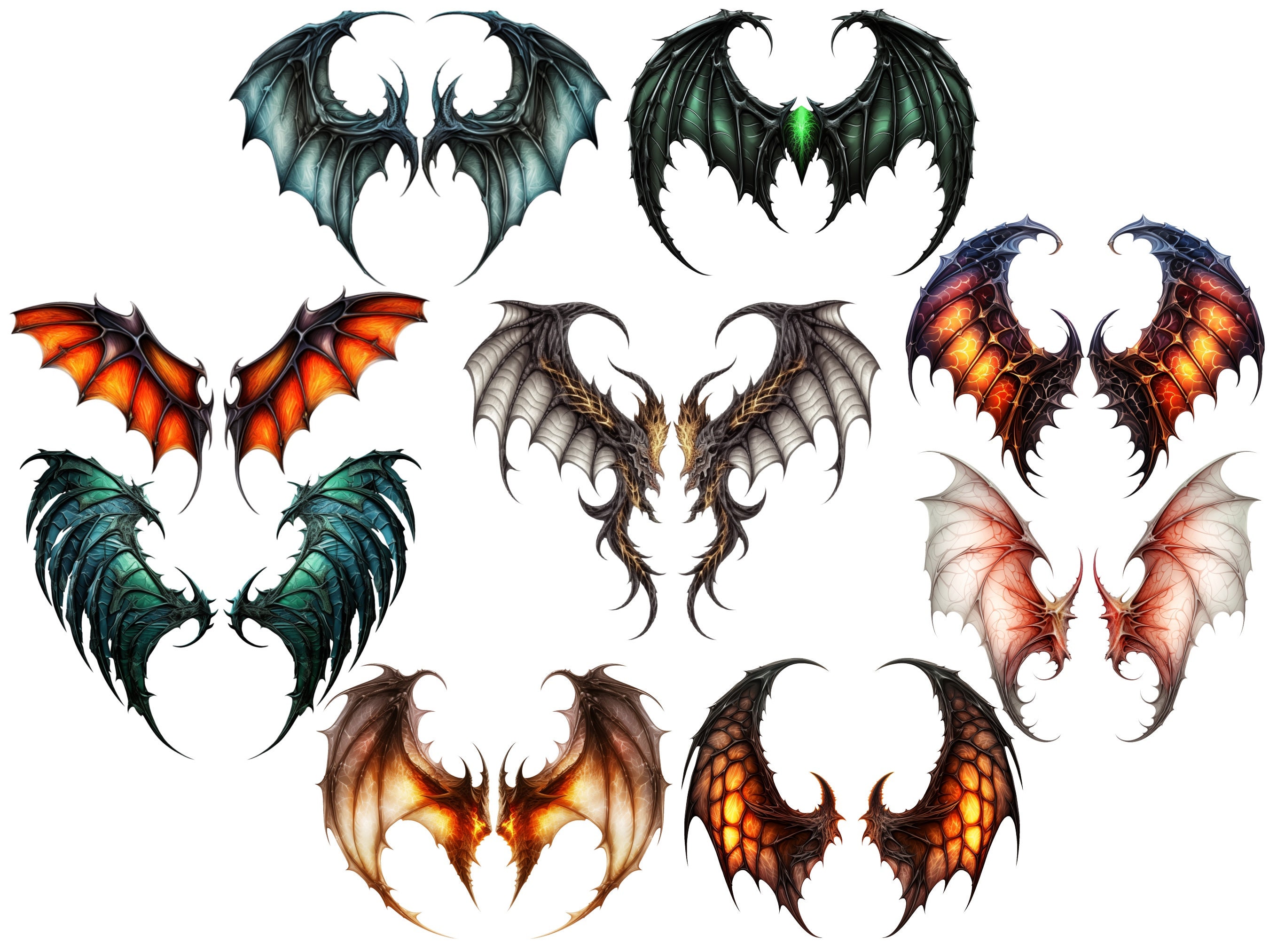 ドラゴンの翼のPNGバンドル、ドラゴンの翼のクリップアート、ドラゴン