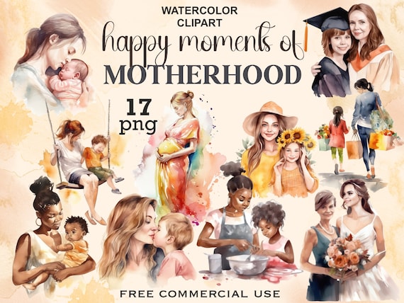 Motherhood clipart, Mothers day clipart, Mothers day png, Watercolour clipart, Family clipart, Love mom png, Mother and daughter
