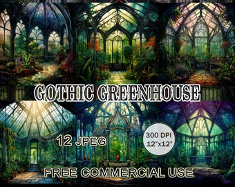 Gothic greenhouse clipart, Goth flower clipart, Dark aesthetic garden art, Floral victorian images, Gothic junk journal, Free commercial use