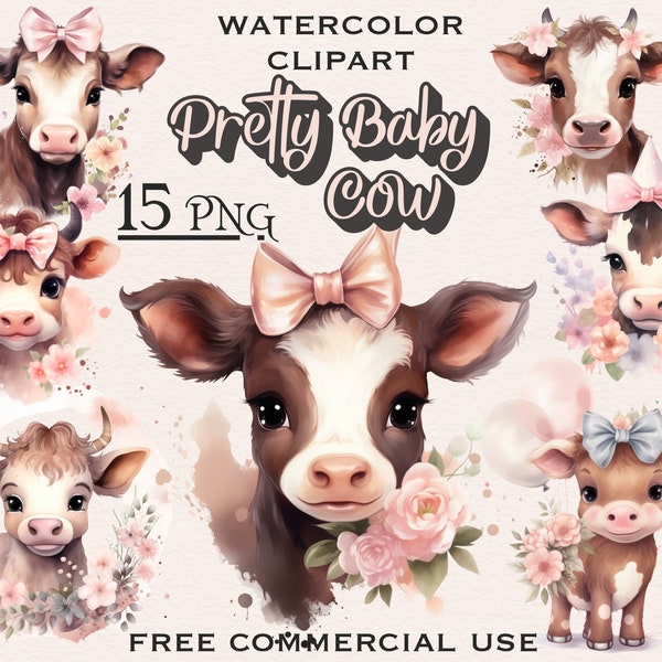 Baby cow PNG bundle, Cute little animal clipart, Pink Cute Floral Cow png, Highland baby Cow face png, Farm animals clipart, Cow head png