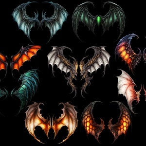 Dragon Wings PNG Bundle, Dragon Wings Clipart, Dragon Clipart, Magic ...