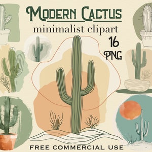 Paquete de cactus minimalistas PNG, arte de cactus moderno, clipart de cactus del desierto, png boho occidental, estampado de camiseta retro, arte del desierto con estética neutra