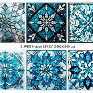 Stained Glass Snowflake Pattern Clipart, Art Nouveau Printable Images ...
