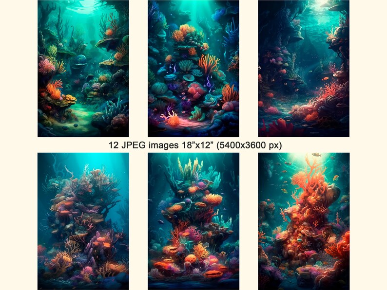 Puede incluir: Una escena submarina vibrante con arrecifes de coral en tonos naranja, rosa y morado. El coral est&aacute; rodeado de agua azul y peque&ntilde;os peces.