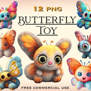 Imágenes prediseñadas de peluche de mariposa, lindas mariposas png, paquete de animales bebés extraños, paquete de imágenes de gráficos digitales originales, uso comercial gratuito