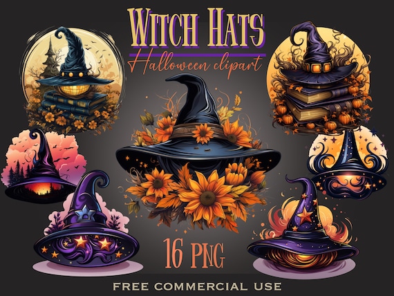 Witch hat png bundle, Halloween witch png, Witchcraft clipart, Witch stuff clipart, Dark magic clipart, Halloween png, Free commercial use