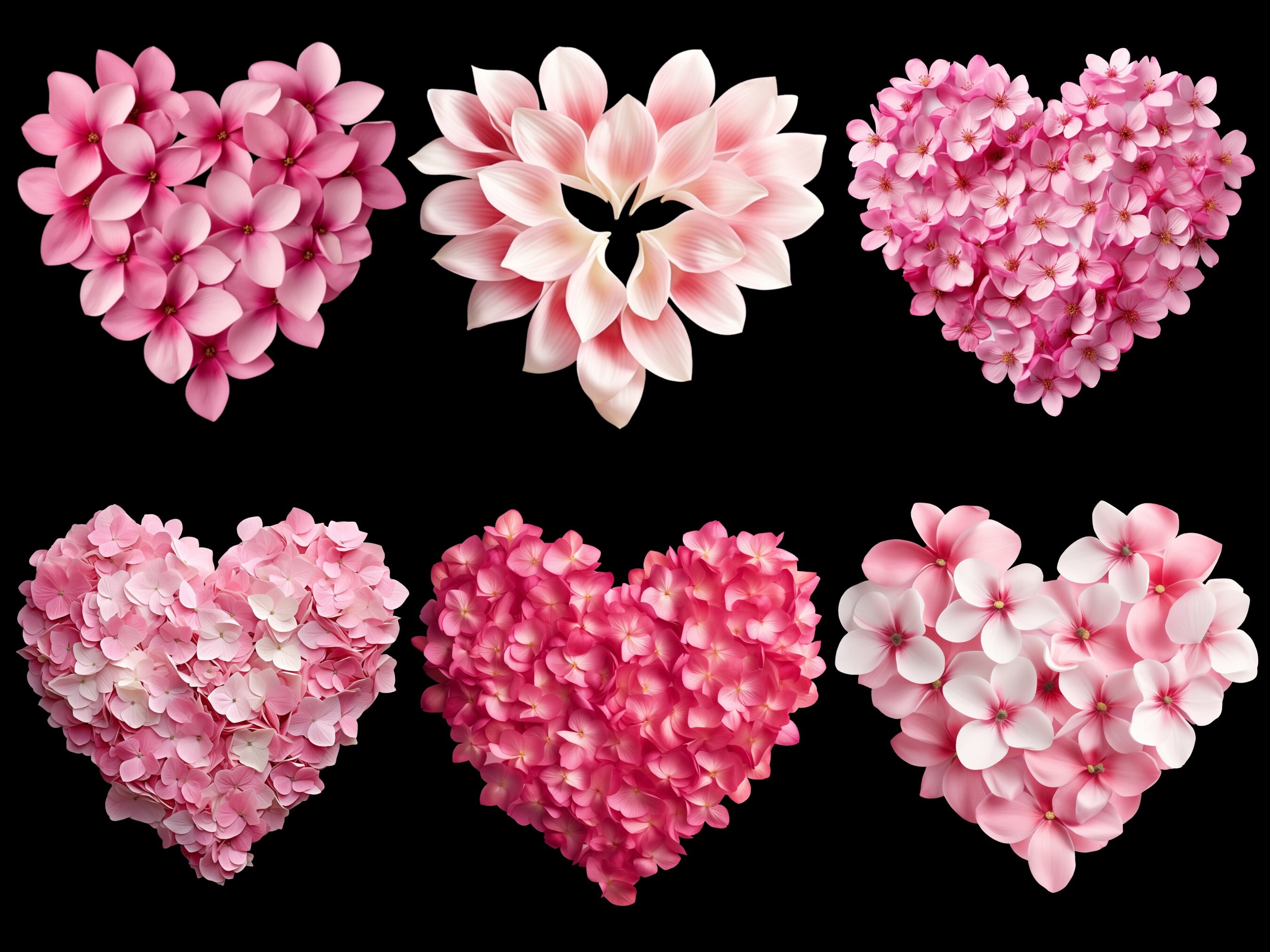Pink Flower Hearts Clipart, Valentine Heart Png, Valentines Day Png ...