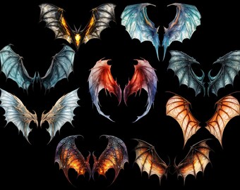 ドラゴンの翼のPNGバンドル、ドラゴンの翼のクリップアート、ドラゴン