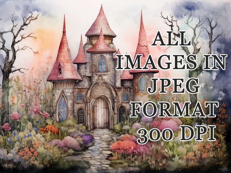 Dark Fairy Tale Fantasy Art Bundle, Watercolor Enchanted Forest Clipart ...