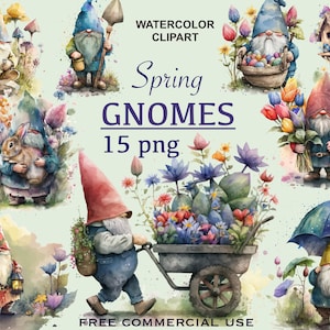 Garden gnome clipart, Spring gnome png, Gnome clipart commercial use, Watercolor clipart, Gnome clip art, Garden gnome png, Easter gnome png