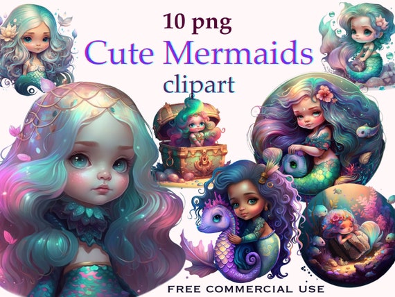 Cute mermaid clipart, Mermaid png, Mermaid invitation, Little girl clipart, Mermaid birthday invitation, Baby shower invite, Cute clipart