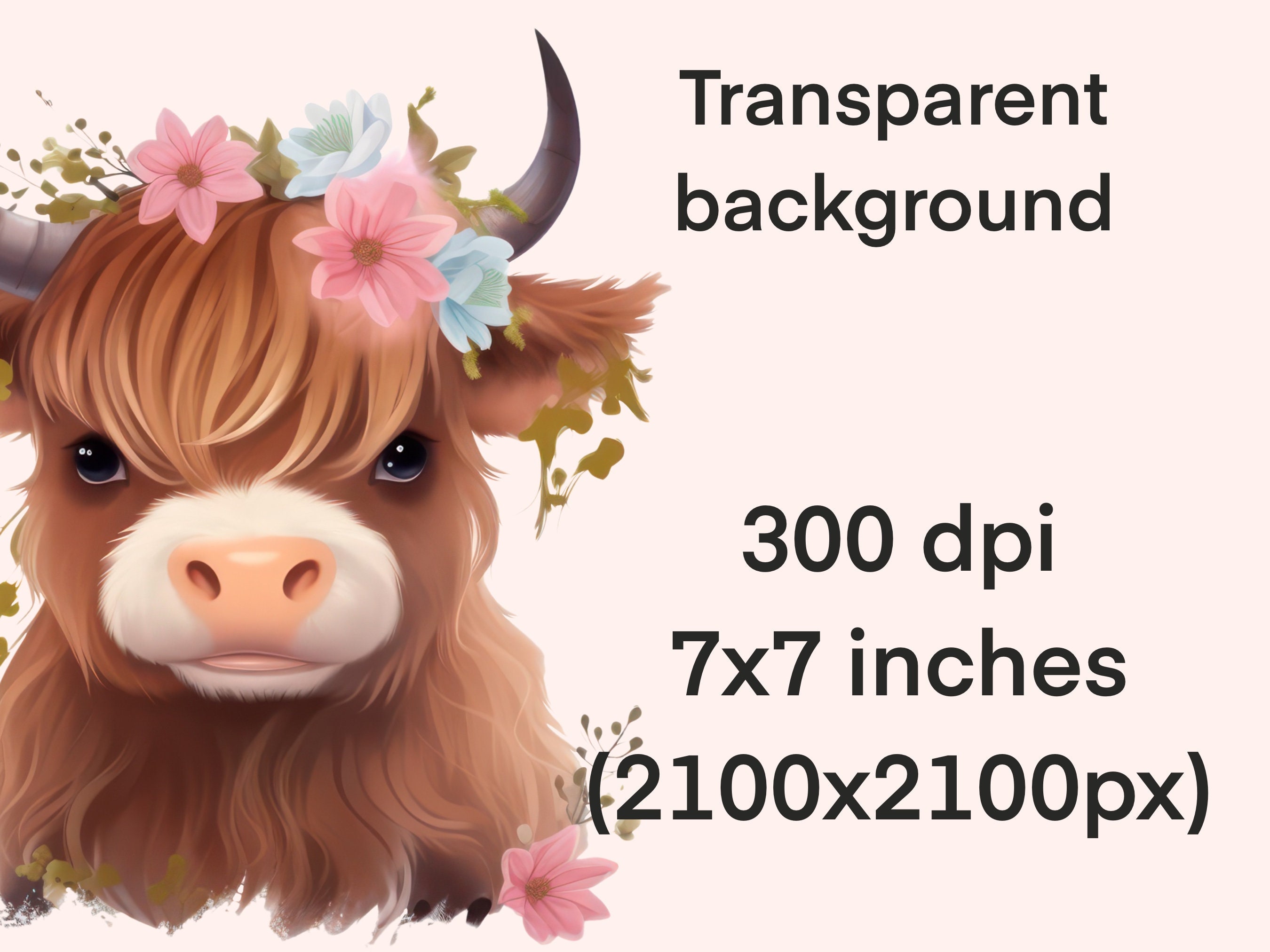 Highland Baby Cow Clipart, Cute Little Animal Png Bundle for Design ...