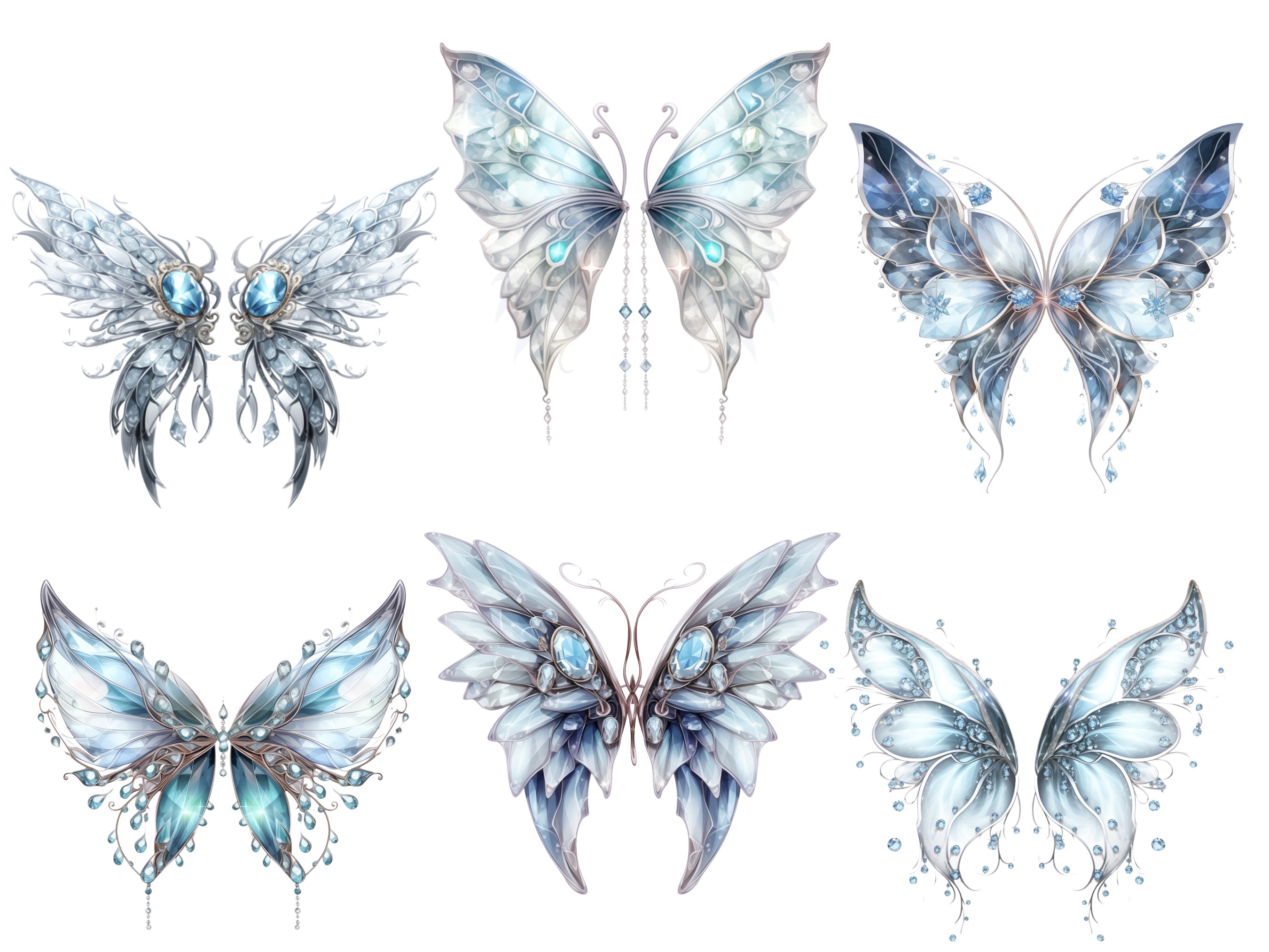 Crystal Fairy Wings PNG Bundle, Blue Butterfly Wings Png, Fairy Png ...