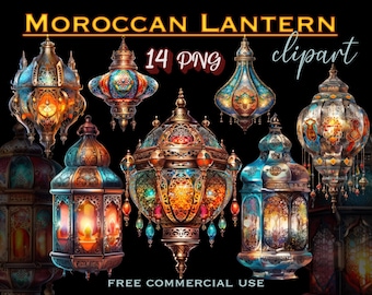 Moroccan Lantern PNG Clipart Bundle: Home Decor Lighting Art (Digital Download)