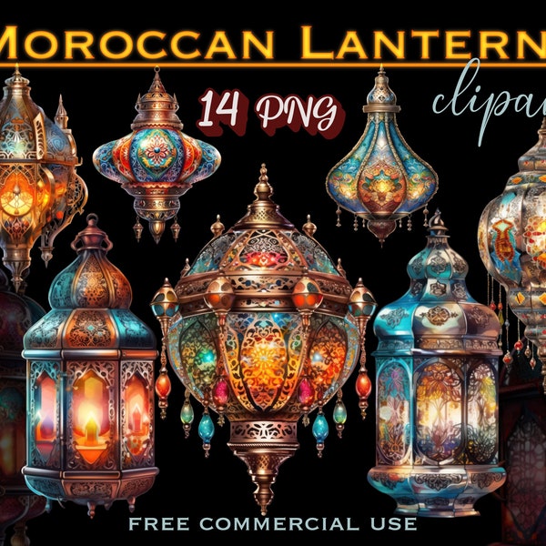 Moroccan lantern PNG bundle, Trendy home decor clipart, Moroccan lamp png, Lantern lamp png, Vintage lantern png, Moroccan lighting art