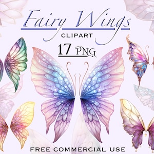 Bundle PNG d'ailes de fée, clipart ailes de fée de jardin, ailes de papillon png, superpositions de png de fée, clipart magique fantastique, superpositions de png de fée