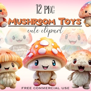 Pilz Spielzeug Clipart, niedlicher lustiger Pilz Png-Bilder-Pack, Feenhafte magische Geschöpfe Kunst byndle, hochauflösende Downloads, kostenlose kommerzielle Nutzung