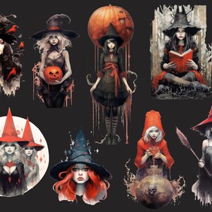 Red Witch Clipart, Practical Magic Png Bundle, Red & Black Witchcraft ...