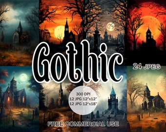 Gothic clipart, Dark aesthetic forest church, cemetery, tombs & crypts horror landscape images, Halloween clipart, Free commercial use