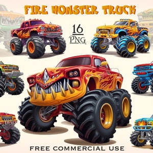 Feuer Monstertruck PNG Bundle, Monstertruck Clipart, großes Auto Clipart, Geburtstagskind PNG, männlich Clipart, digitale Downloads, kommerzielle Nutzung png