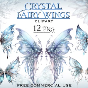Kristall Feenflügel PNG Bundle, Blaue Schmetterling Flügel PNG, Fee PNG Overlays, Fantasy magische Cliparts, Magie Kristall PNG, Schmetterling Clipart